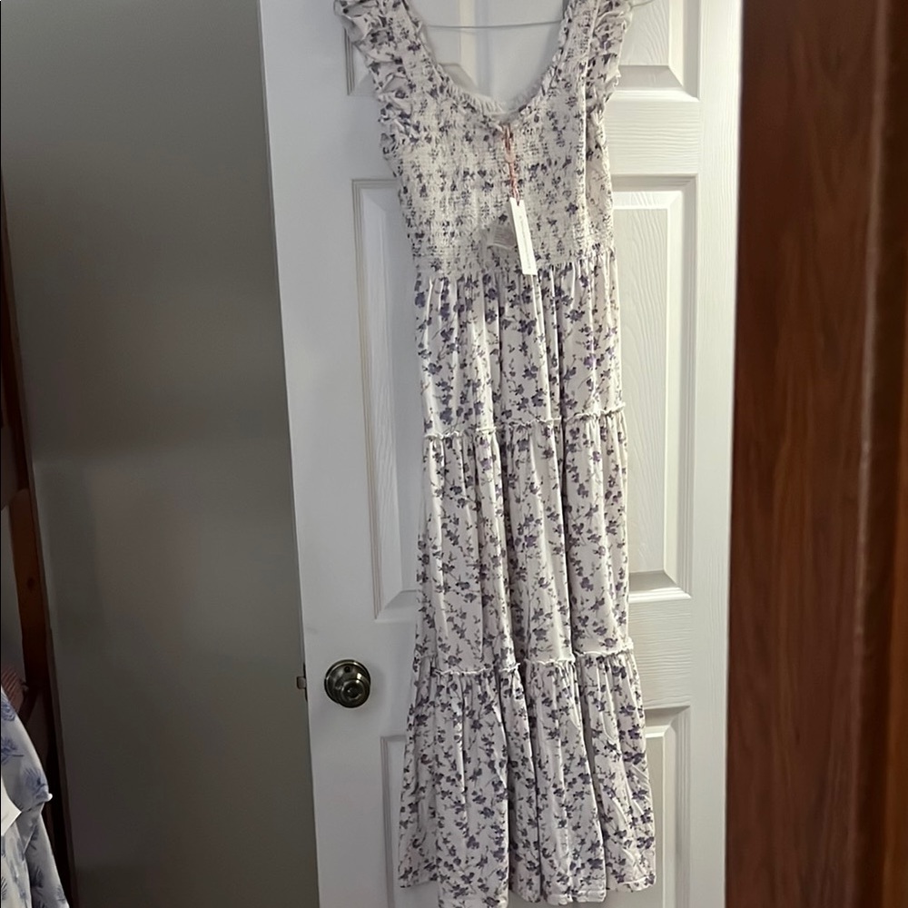 Floral White and Purple Women's Dress